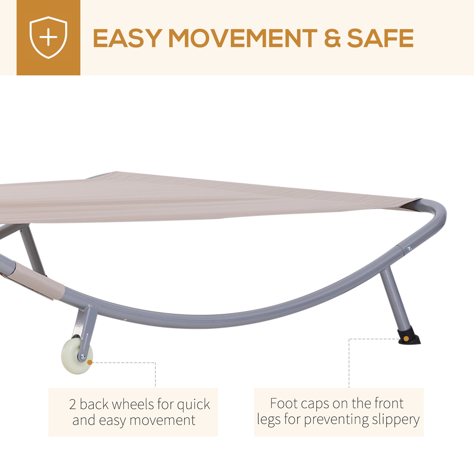 Outsunny 79" Outdoor Lounge Chair with Canopy, Double Garden Chaise Lounger Hammock Bed, Relaxing Sleeping Daybed w/ Pillow and Wheels, Sand