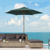 Outsunny 8FT Wood Patio Umbrella Round Market Umbrella Garden Parasol Canopy with Bamboo Ribs and Top Vent, Dark Green