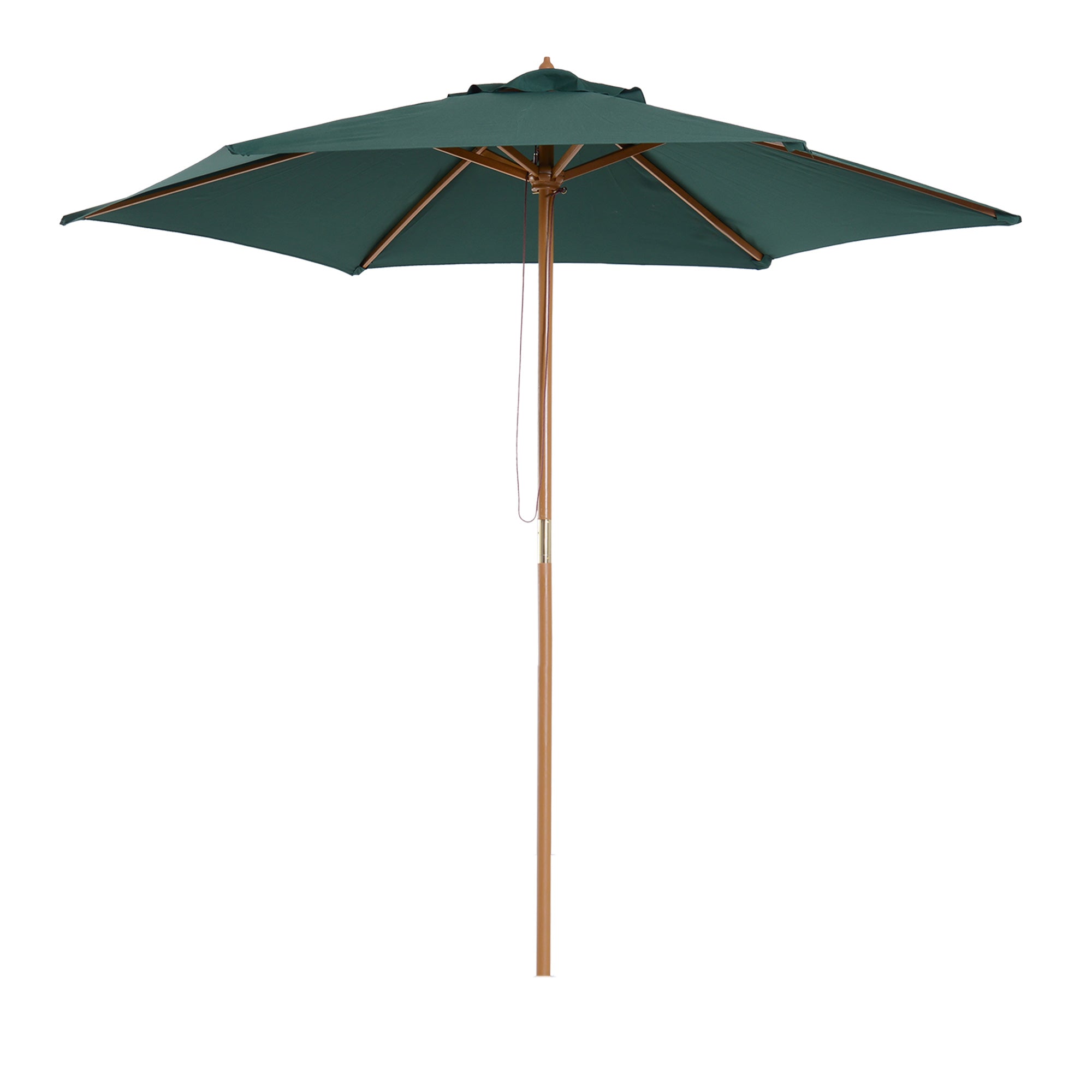 Outsunny 8FT Wood Patio Umbrella Round Market Umbrella Garden Parasol Canopy with Bamboo Ribs and Top Vent, Dark Green