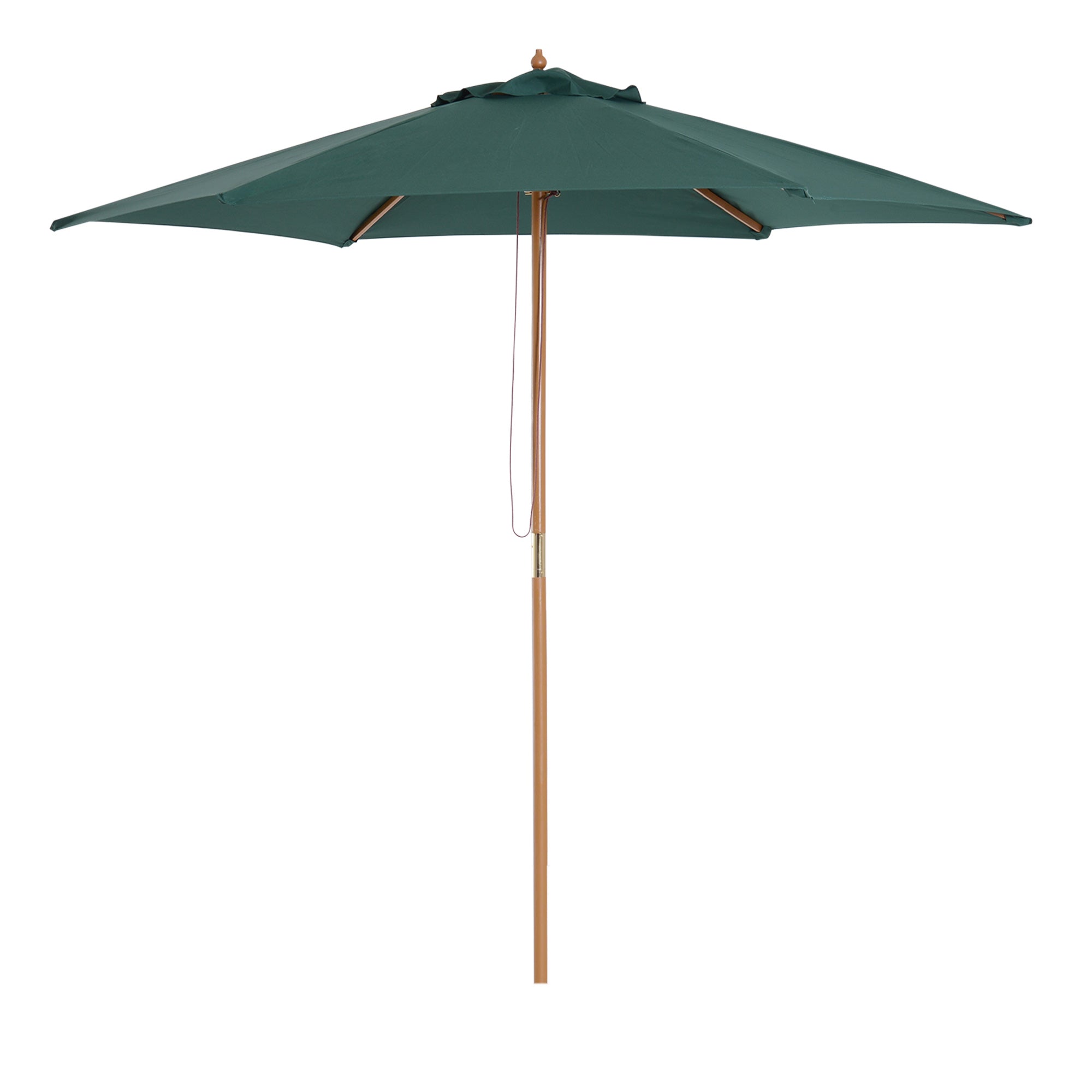 Outsunny 8FT Wood Patio Umbrella Round Market Umbrella Garden Parasol Canopy with Bamboo Ribs and Top Vent, Dark Green