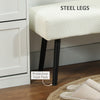 HOMCOM 39" Upholstered Entryway Bedroom Bench, Corduroy Ottoman Bench with Padded Seat and Steel Legs, Modern Tufted End of Bed Bench for Bedroom, Living Room, Hallway, Cream White