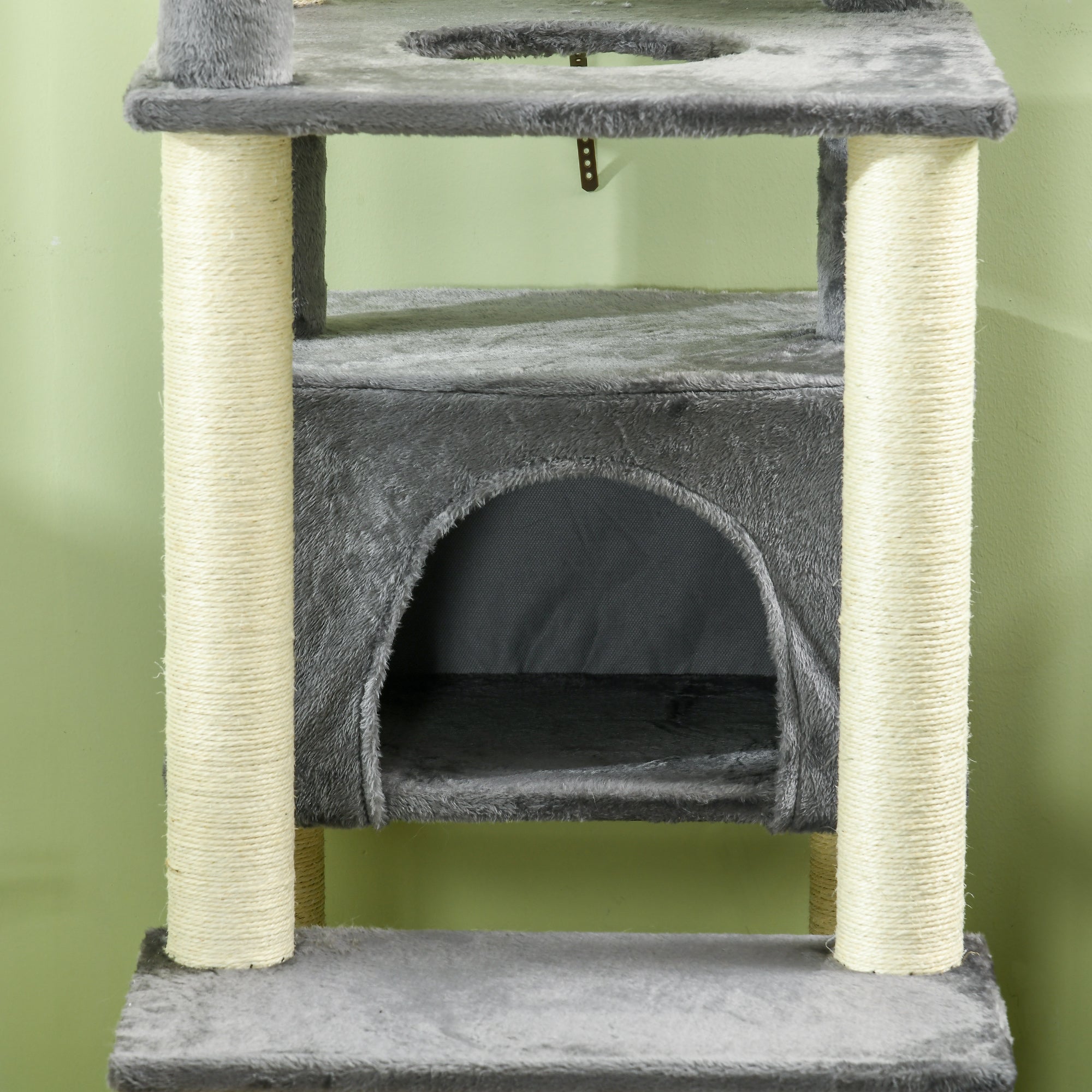 PawHut 184cm Cat Tree for Indoor Cats, Multi-Level Kitten Climbing Tower with Scratching Posts, Cat Bed, Cat House, Perches, Hanging Play Rope - Grey