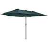 Outsunny 15ft Double-sided Patio Umbrella with Twin Canopy, Extra Large Outdoor Parasol with Crank for Pool, Deck, Market, Dark Green