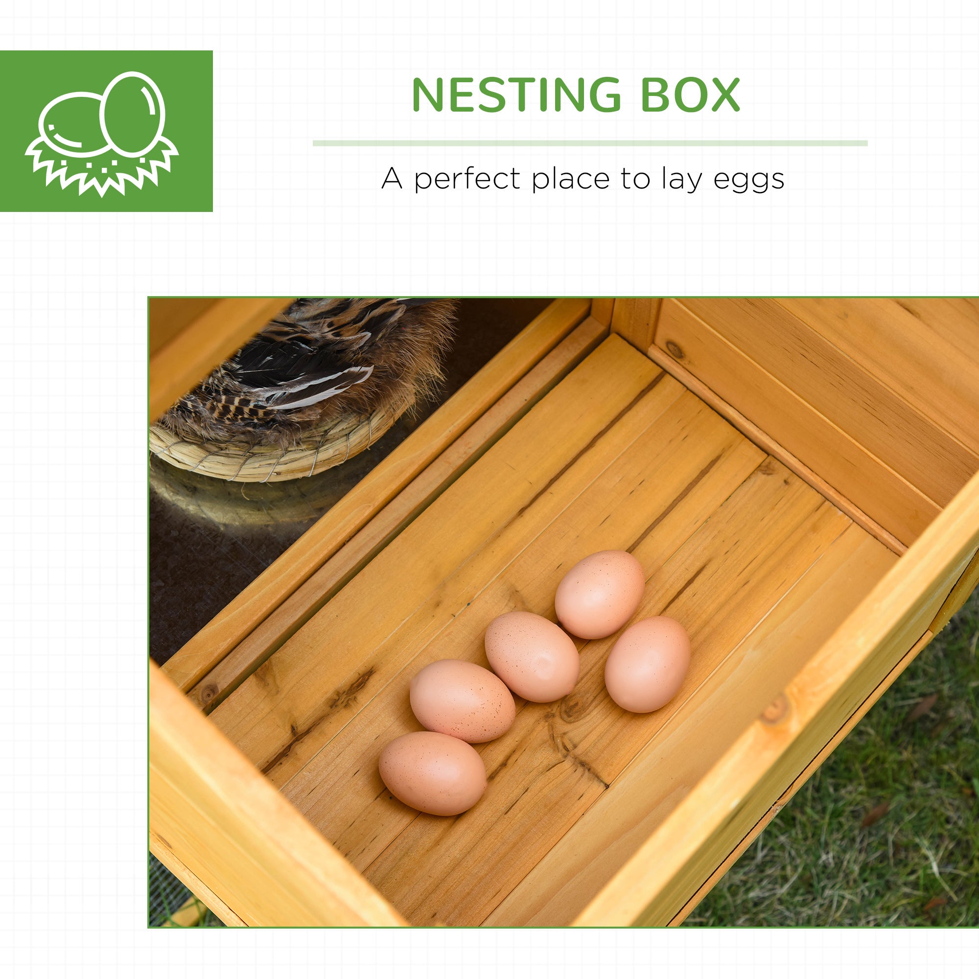 PawHut Chicken Coop with Run Small Animal Hen House Outdoor Poultry Coops Cages Nesting Box Slide-out Tray Asphalt Roof Lockable Door 168 x 75 x 103cm