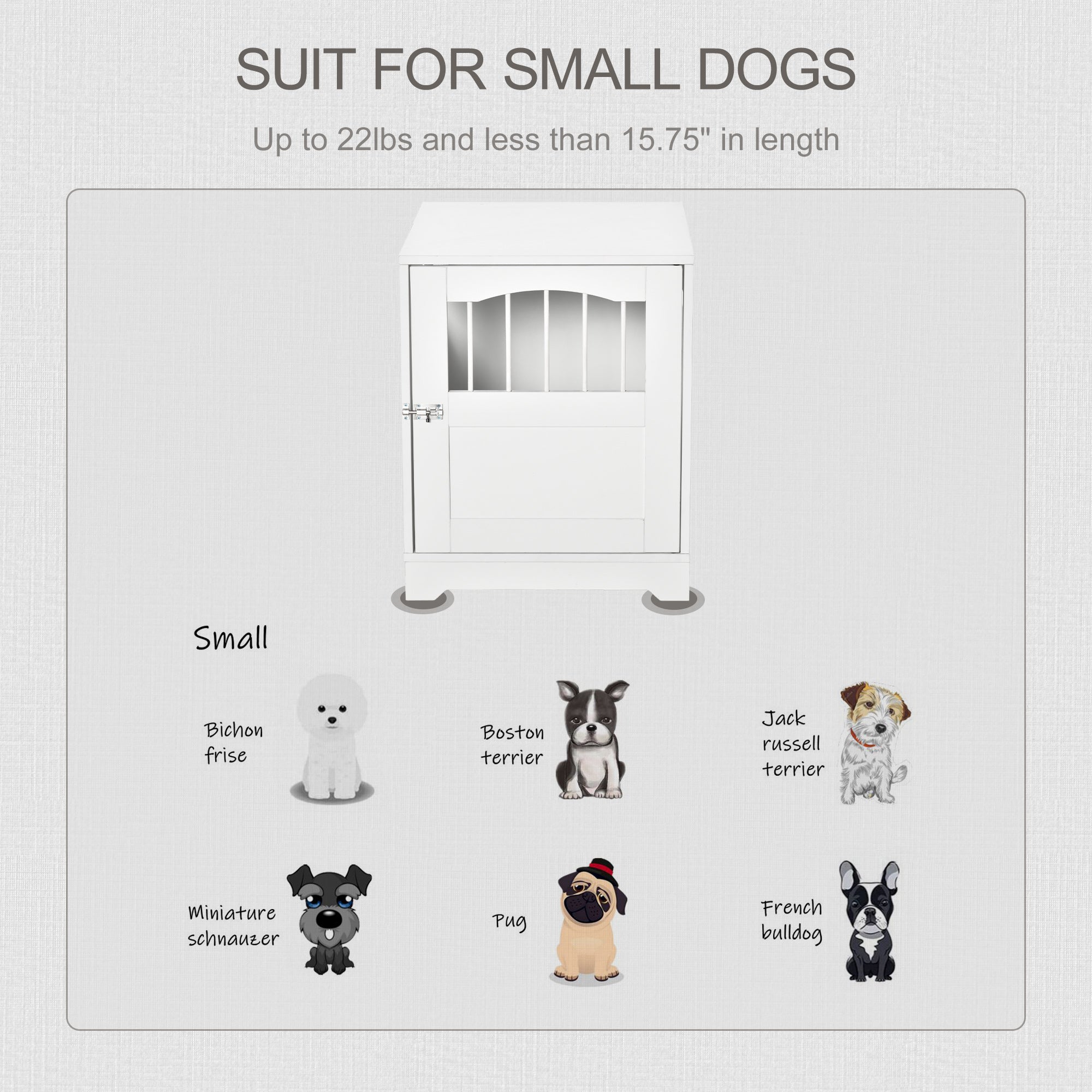 PawHut Furniture Style Dog Crate, Wooden End Table Pet Kennel with Lockable Door for Small Medium Dog Indoor Puppy Cage, White