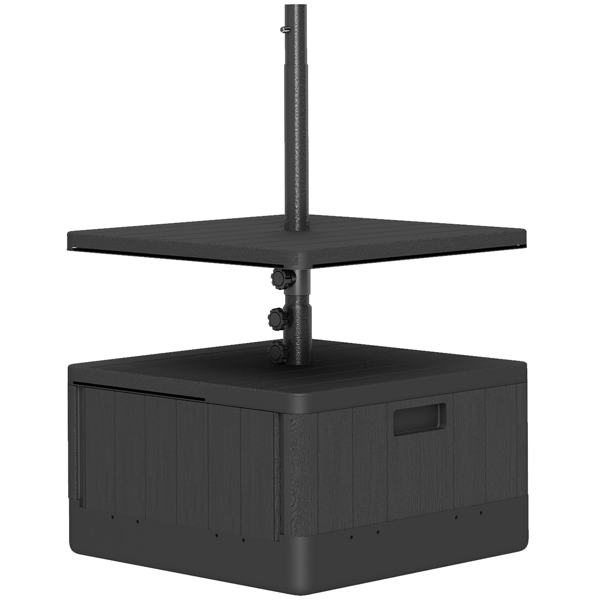 Outsunny Patio Umbrella Weighted Base with Table Tray, Heavy Duty Umbrella Base with Wheels Handles, 176lbs with Stand Filling, Patio Umbrella Stand Base for Garden Poolside, Black