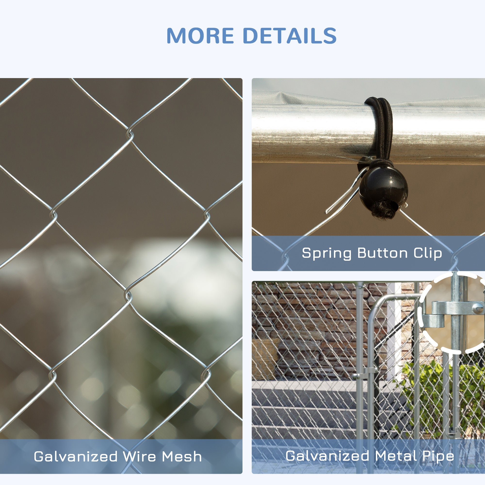 PawHut Large Dog Kennel Outside, Heavy Duty Dog Cage with Waterproof Cover, Outdoor Fence Dog Run with Galvanized Chain Link, Secure Lock, 15' x 15' x 7.5'