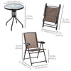 Outsunny Folding Patio Bistro Set with Adjustable Chairs Outdoor Furniture Set with Round Dining Bar Table Brown
