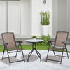 Outsunny Folding Patio Bistro Set with Adjustable Chairs Outdoor Furniture Set with Round Dining Bar Table Brown
