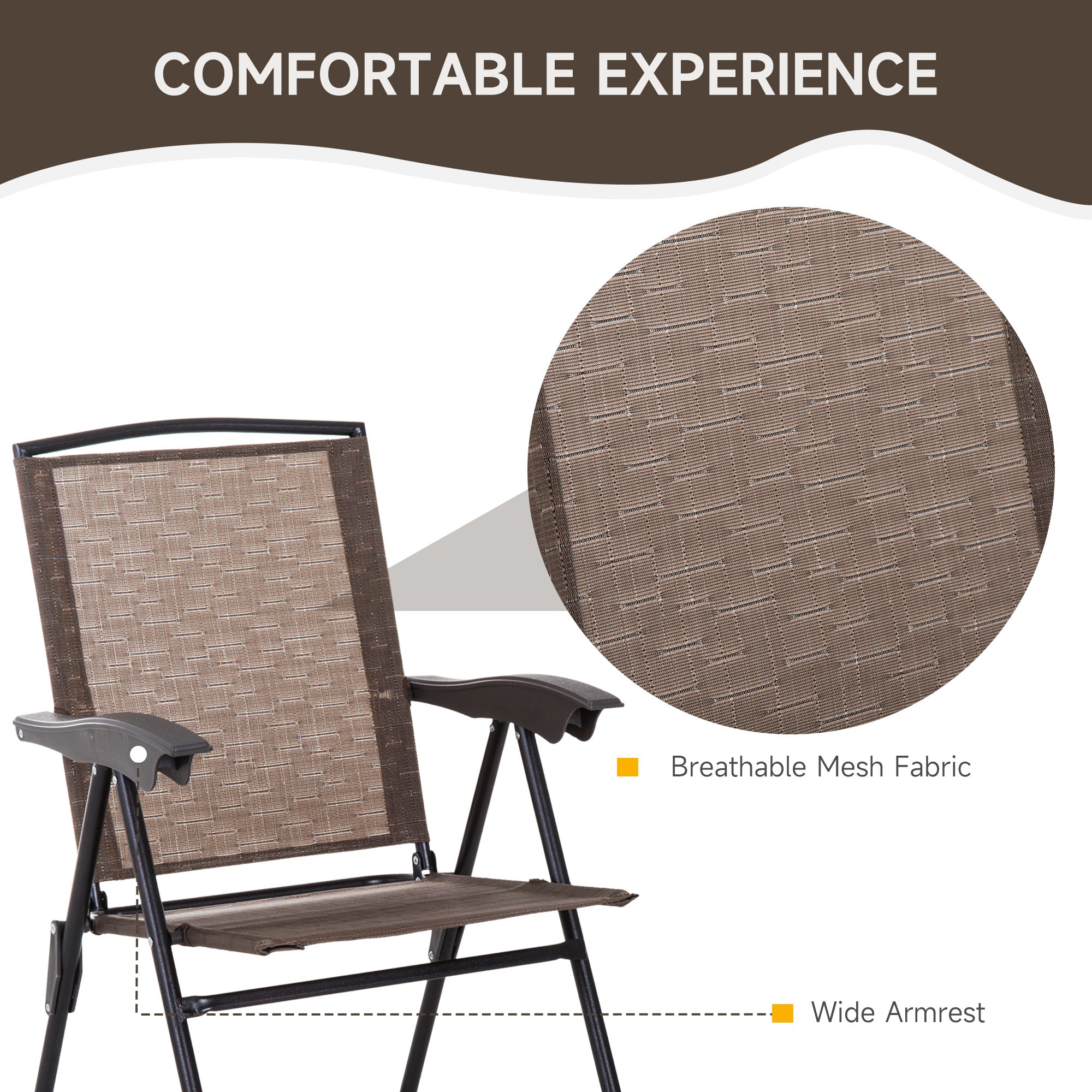Outsunny Folding Patio Bistro Set with Adjustable Chairs Outdoor Furniture Set with Round Dining Bar Table Brown