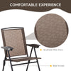 Outsunny Folding Patio Bistro Set with Adjustable Chairs Outdoor Furniture Set with Round Dining Bar Table Brown