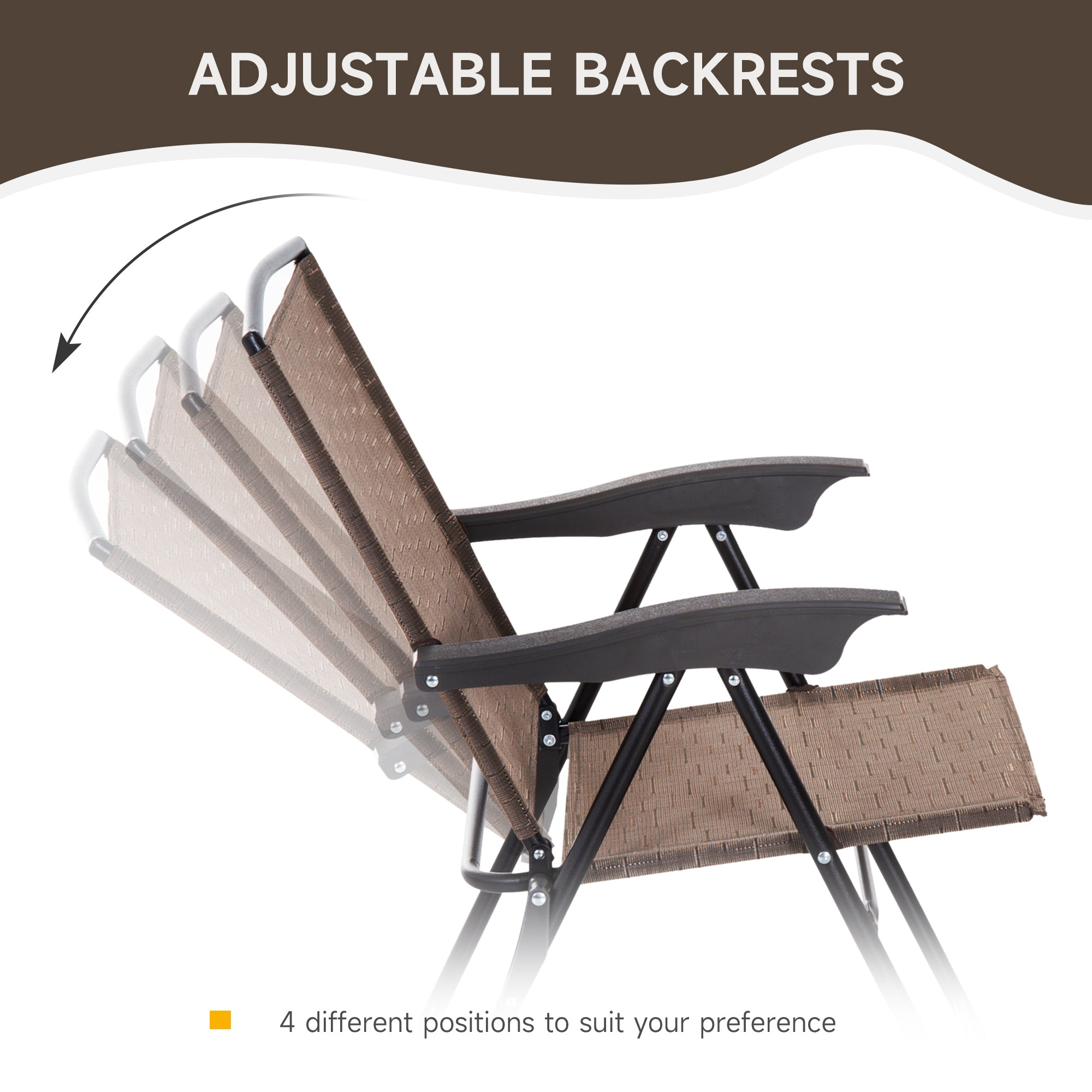 Outsunny Folding Patio Bistro Set with Adjustable Chairs Outdoor Furniture Set with Round Dining Bar Table Brown