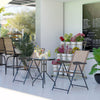 Outsunny Folding Patio Bistro Set with Adjustable Chairs Outdoor Furniture Set with Round Dining Bar Table Brown