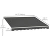 Outsunny 12' x 10' Electric Awning, Retractable Awning Sun Shade Shelter with Remote Controller, Manual Crank Handle and Aluminum Frame, for Deck, Balcony, Yard, Dark Grey