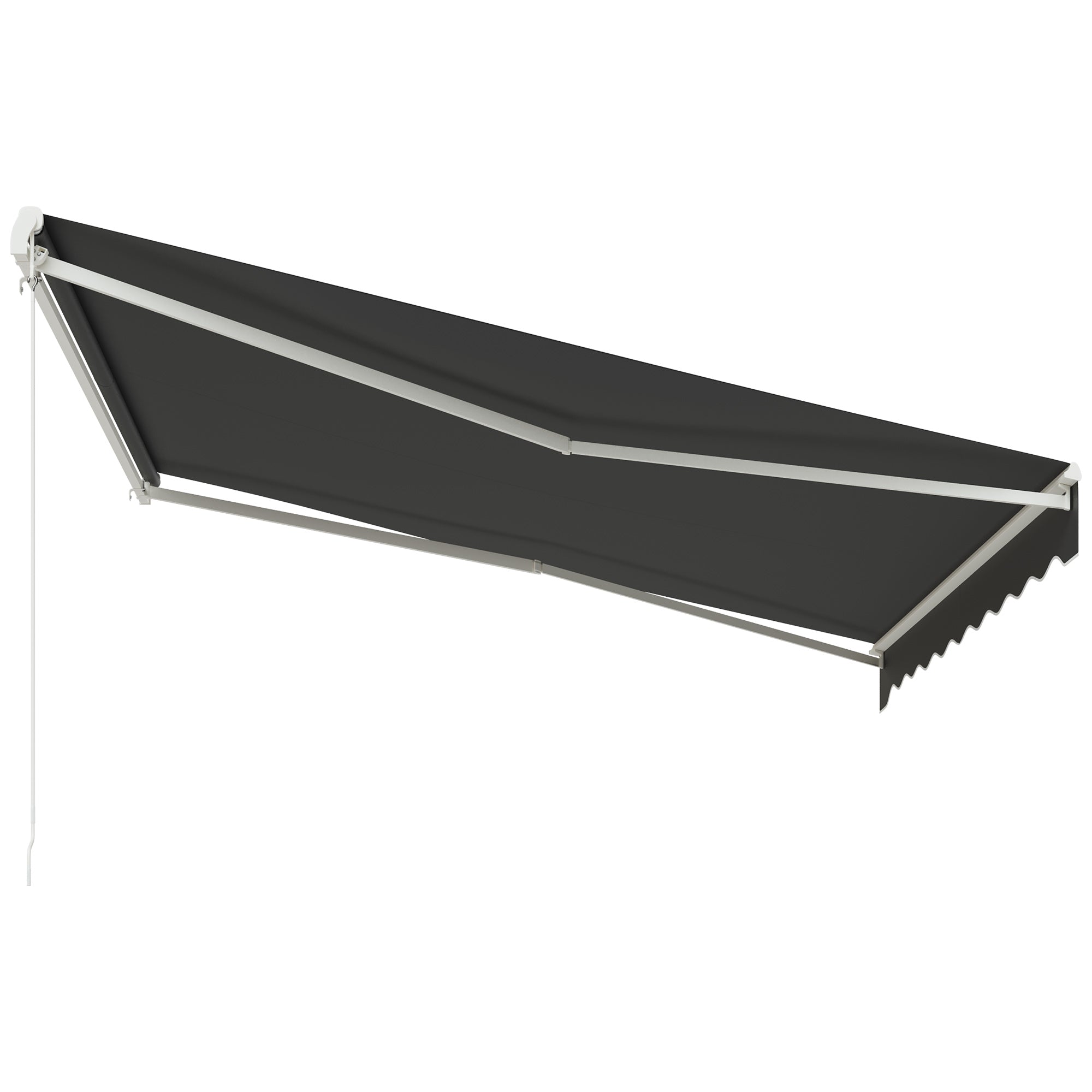 Outsunny 12' x 10' Electric Awning, Retractable Awning Sun Shade Shelter with Remote Controller, Manual Crank Handle and Aluminum Frame, for Deck, Balcony, Yard, Dark Grey