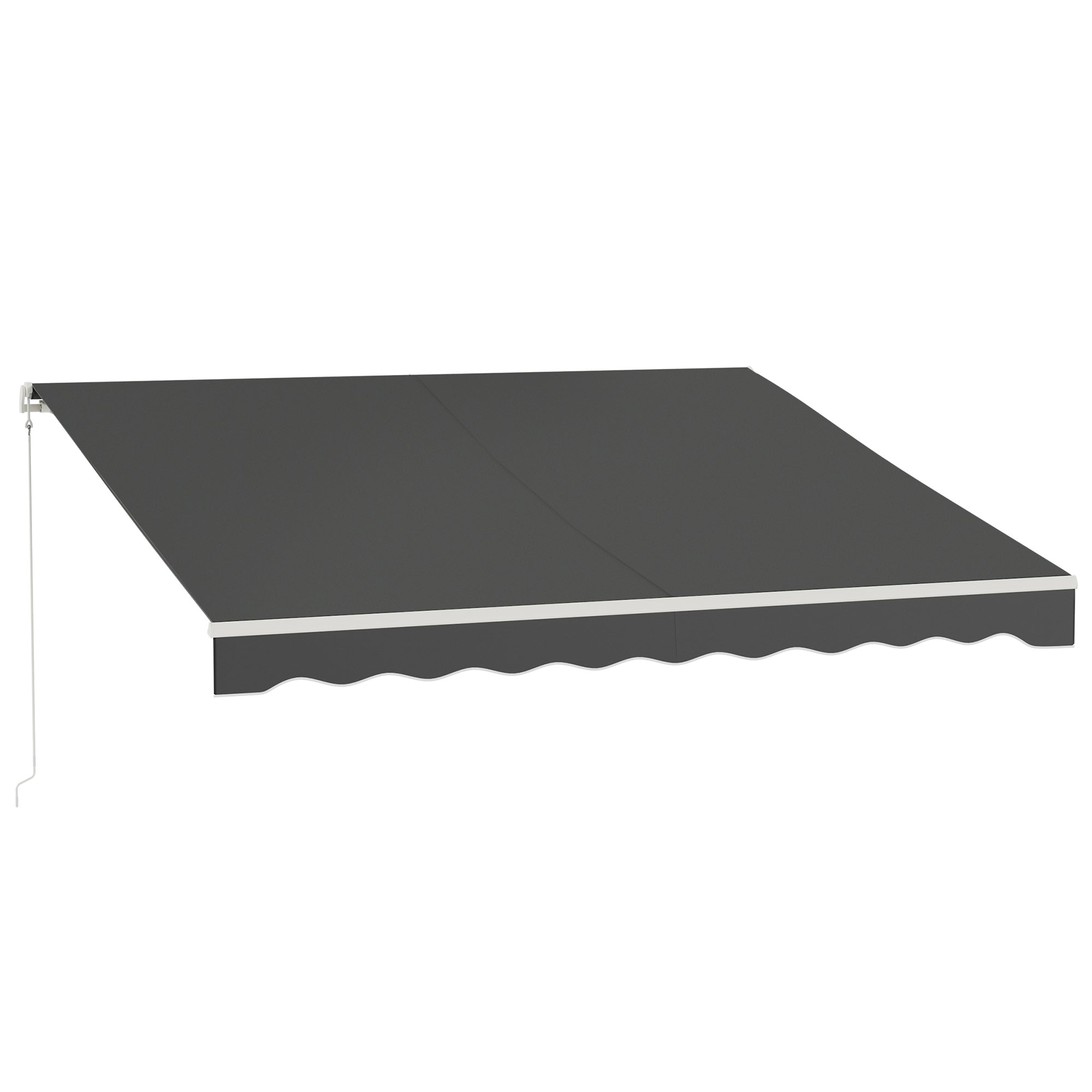 Outsunny 12' x 10' Electric Awning, Retractable Awning Sun Shade Shelter with Remote Controller, Manual Crank Handle and Aluminum Frame, for Deck, Balcony, Yard, Dark Grey