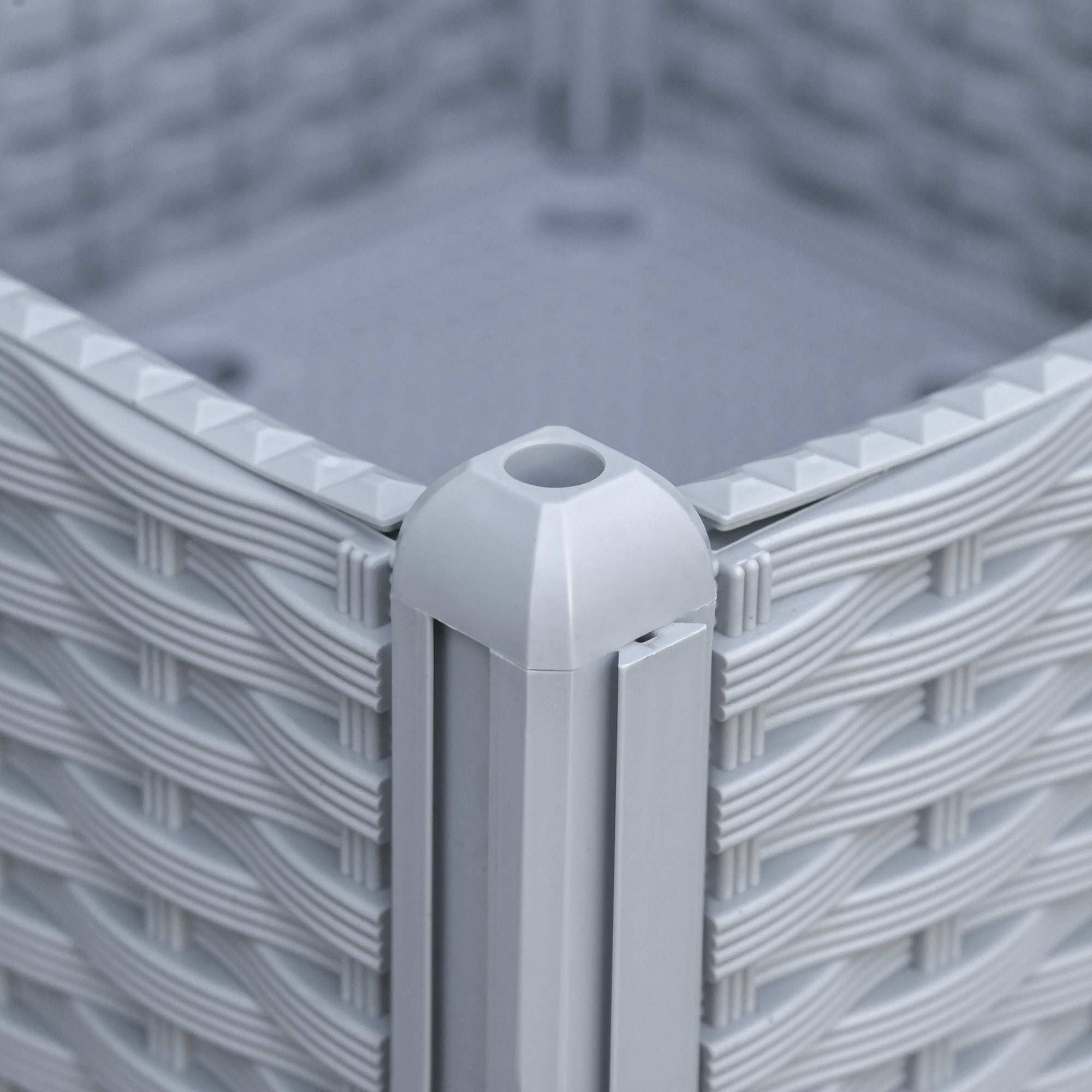 Outsunny 2 Piece Raised Garden Bed PP Raised Flower Bed Vegetable Herb Grow Box Stand Light Grey