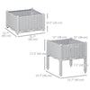 Outsunny 2 Piece Raised Garden Bed PP Raised Flower Bed Vegetable Herb Grow Box Stand Light Grey