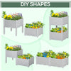 Outsunny 2 Piece Raised Garden Bed PP Raised Flower Bed Vegetable Herb Grow Box Stand Light Grey