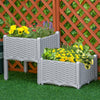 Outsunny 2 Piece Raised Garden Bed PP Raised Flower Bed Vegetable Herb Grow Box Stand Light Grey
