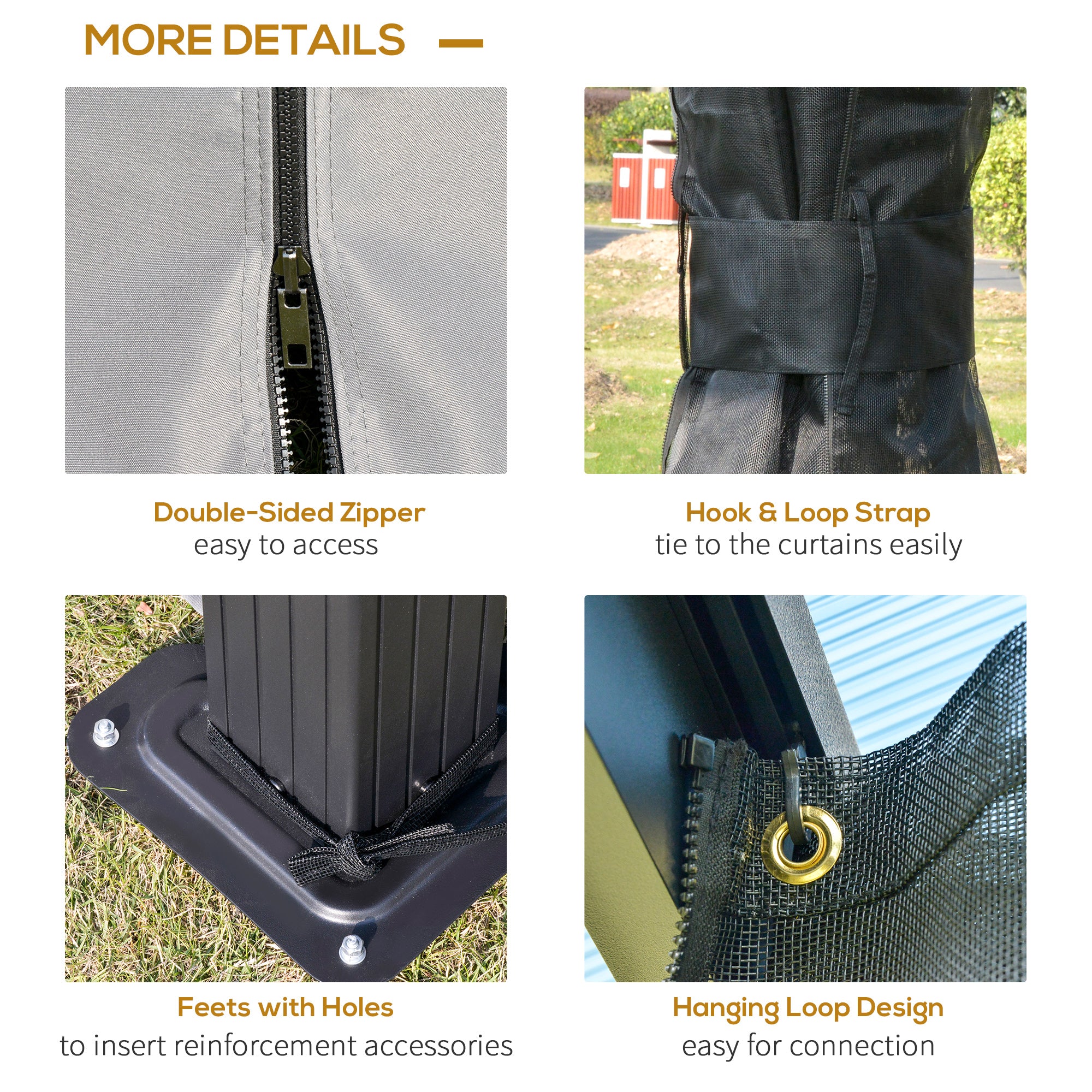 Outsunny 10' x 10' Hardtop Gazebo Canopy with Polycarbonate Double Roof, Aluminum Frame, Permanent Pavilion Outdoor Gazebo with Netting and Curtains for Garden, Backyard