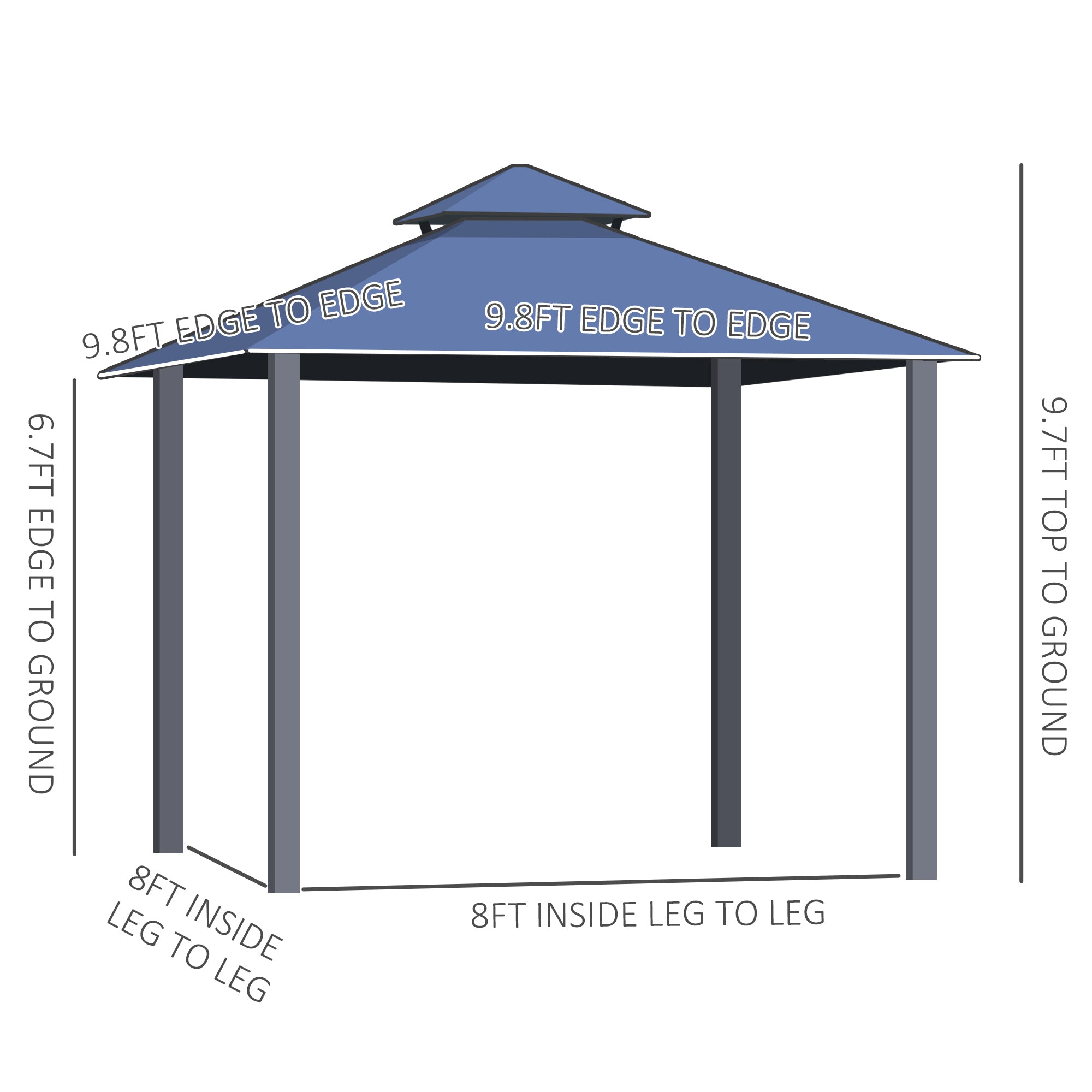 Outsunny 10' x 10' Hardtop Gazebo Canopy with Polycarbonate Double Roof, Aluminum Frame, Permanent Pavilion Outdoor Gazebo with Netting and Curtains for Garden, Backyard