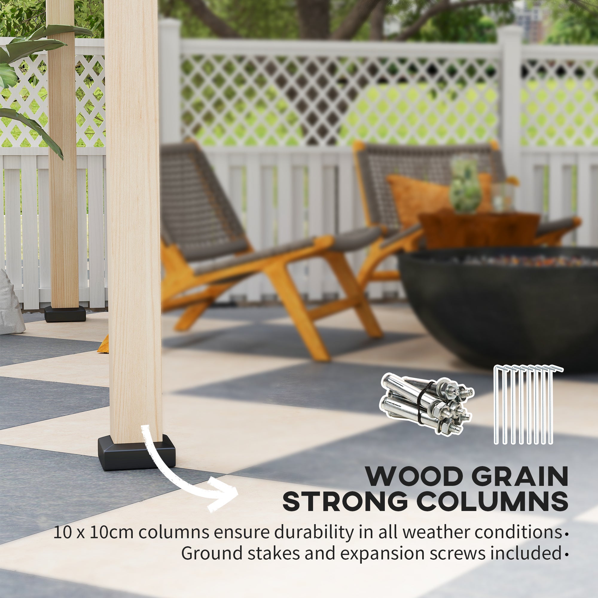 Outsunny 10' x 12' Hardtop Gazebo Canopy with Galvanized Metal Roof and Wood Grain Frame, Permanent Outdoor Gazebo with Ceiling Hook for Patio, Garden, Backyard, Lawn, Deck