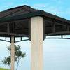 Outsunny 10' x 12' Hardtop Gazebo Canopy with Galvanized Metal Roof and Wood Grain Frame, Permanent Outdoor Gazebo with Ceiling Hook for Patio, Garden, Backyard, Lawn, Deck