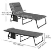 Outsunny Folding Chaise Lounge Chair Set of 2, Reclining Outdoor Lounge Chair Set with Quick Drying Pad Headrest Side Pocket, Tanning Chair Set for Beach Garden Pool, Light Grey