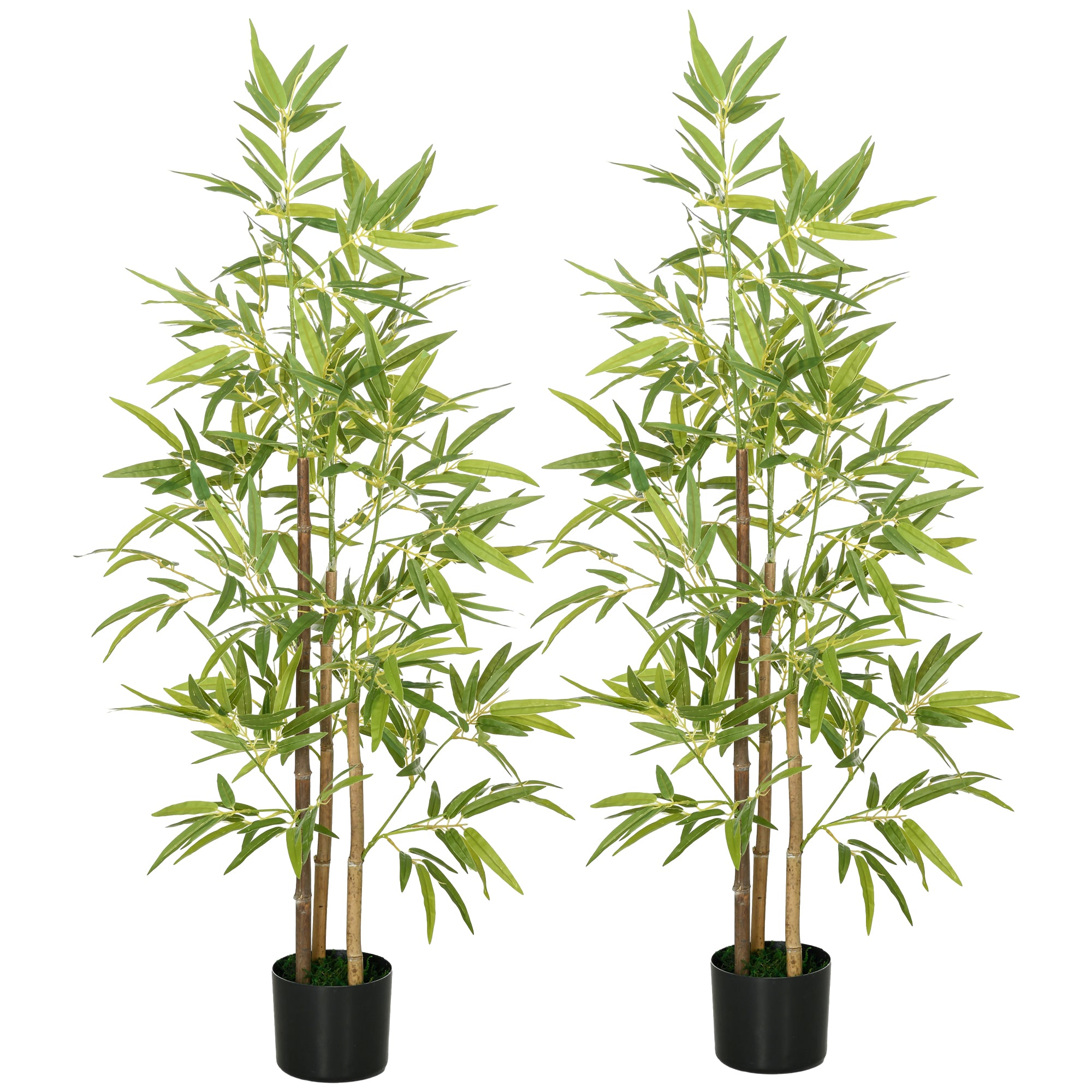 HOMCOM 4ft Set of 2 Artificial Bamboo with Pot, Indoor Fake Plants for Home Office Living Room Decor
