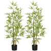 HOMCOM 4ft Set of 2 Artificial Bamboo with Pot, Indoor Fake Plants for Home Office Living Room Decor