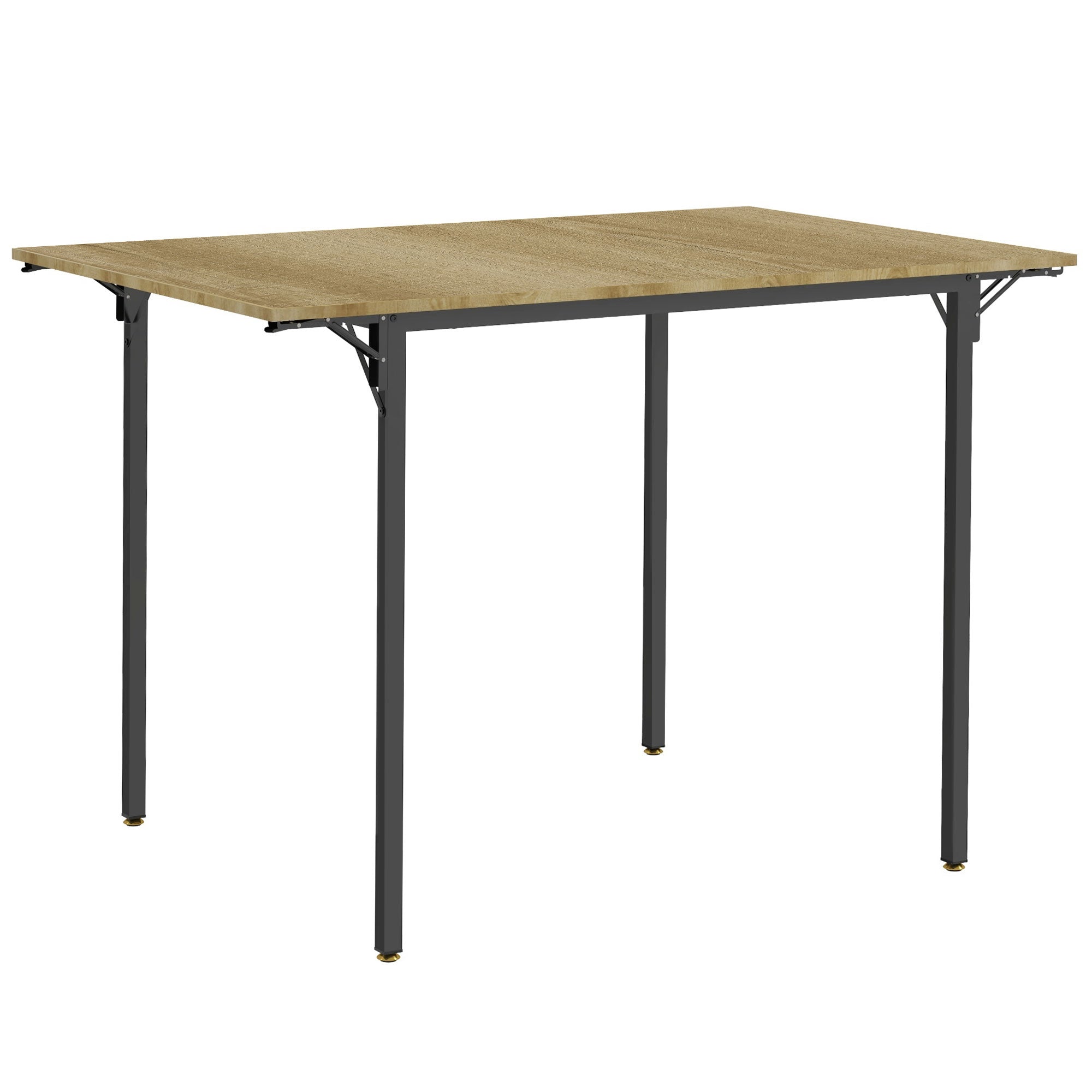 HOMCOM Folding Dining Table, Drop Leaf Table for Small Space, Extendable Kitchen Table for 2 to 4 People, Natural Wood