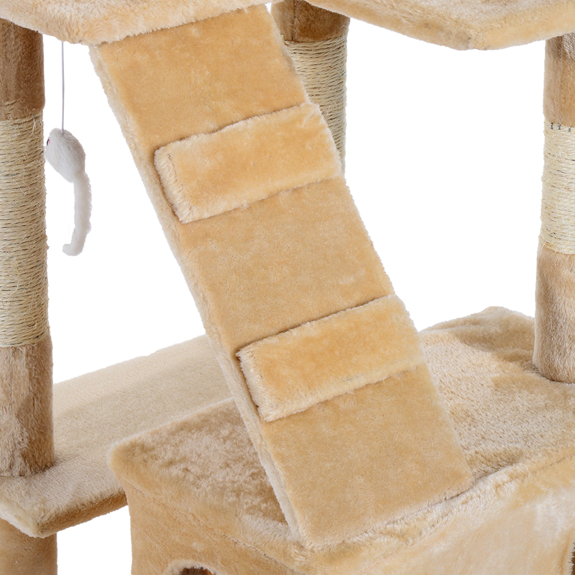 PawHut Cat Tree for Indoor Cats, 173cm Cat Tower Scratching Post Tall Climbing Tower, Activity Centre House - Cream