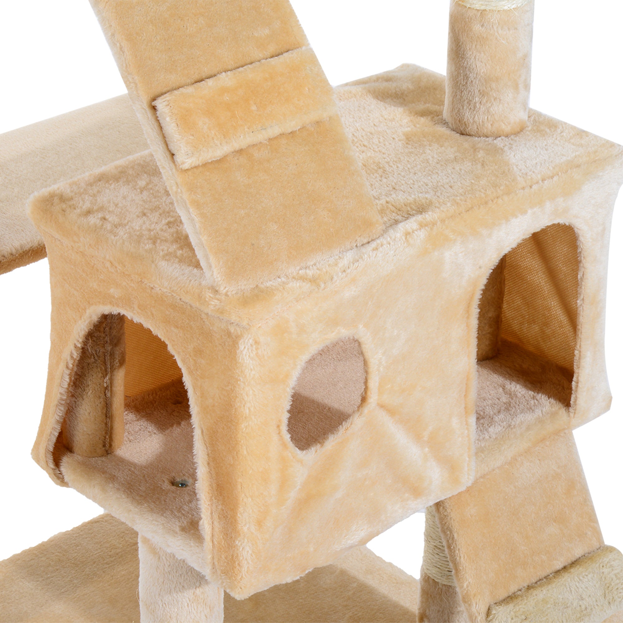 PawHut Cat Tree for Indoor Cats, 173cm Cat Tower Scratching Post Tall Climbing Tower, Activity Centre House - Cream