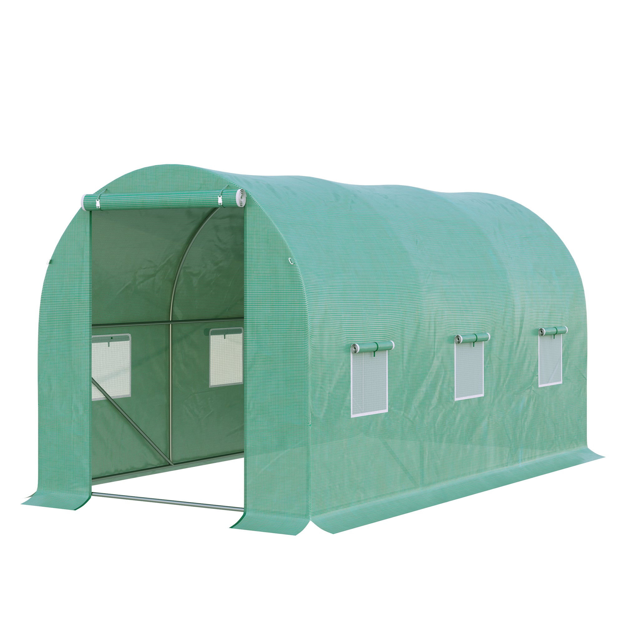 Outsunny 13' x 6' x 6' Outdoor Walk-in Tunnel Greenhouse Portable Plant Gardening Warm House with PE Cover Green