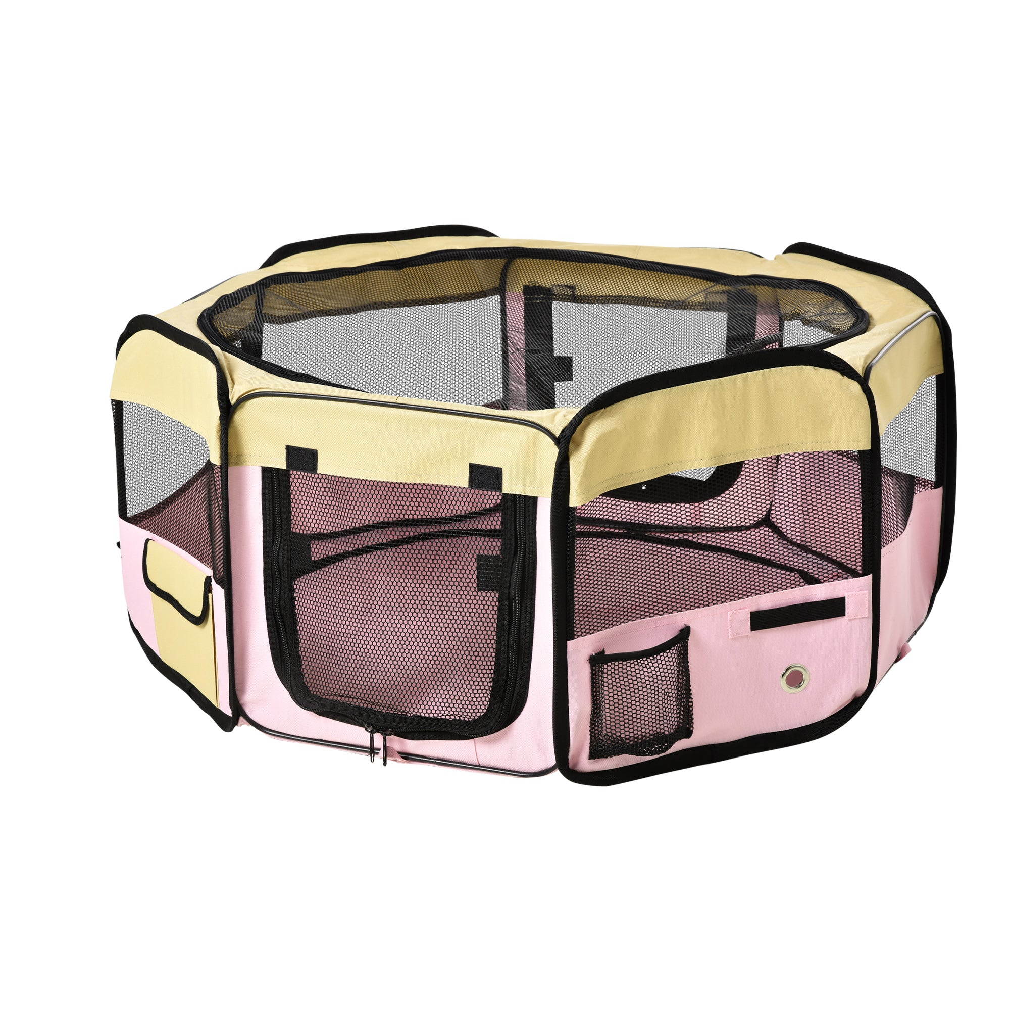 PawHut Fabric Pet Dog Cat Puppy Playpen, Rabbit Guinea Pig Play Pen Portable Foldable, Hexagon, S