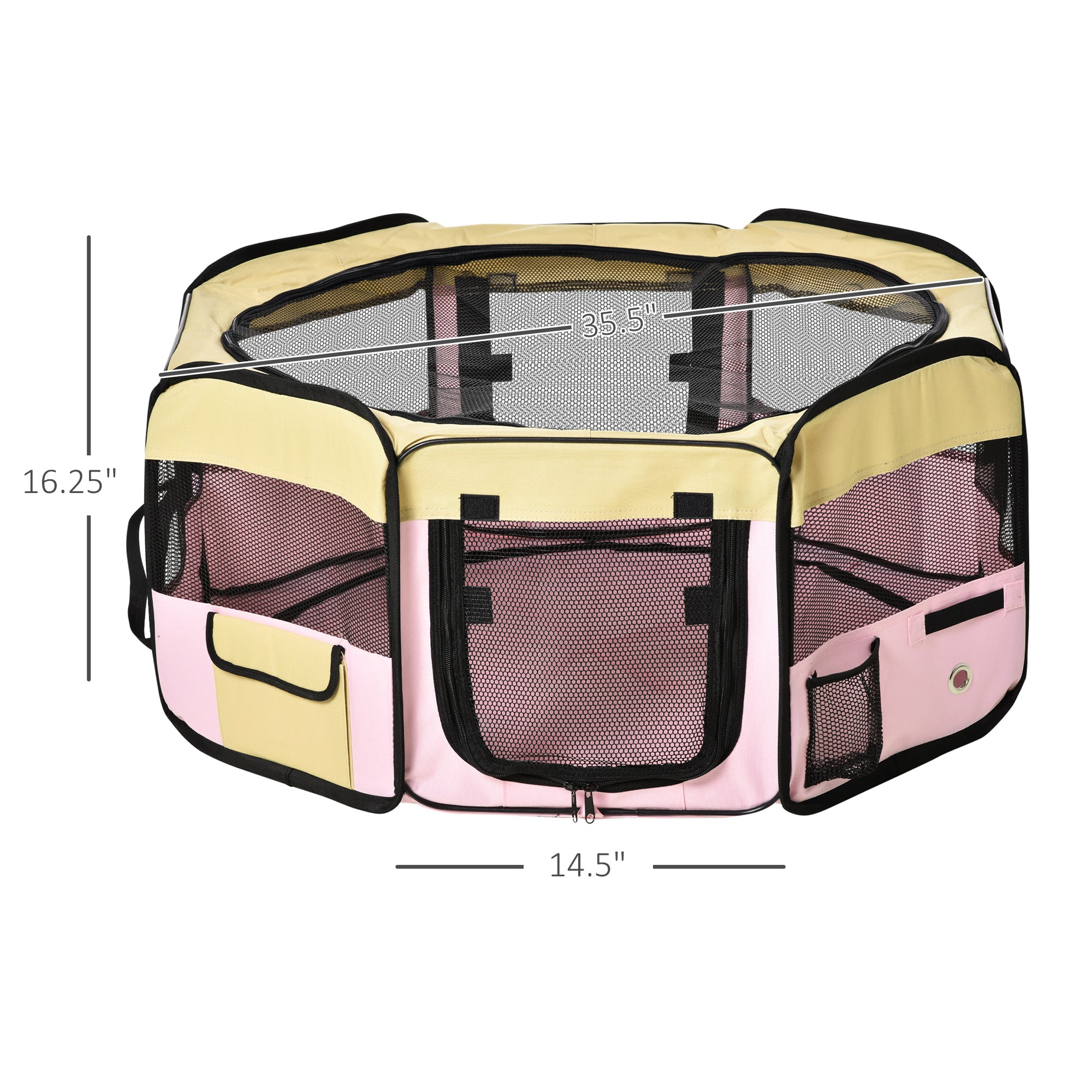 PawHut Fabric Pet Dog Cat Puppy Playpen, Rabbit Guinea Pig Play Pen Portable Foldable, Hexagon, S