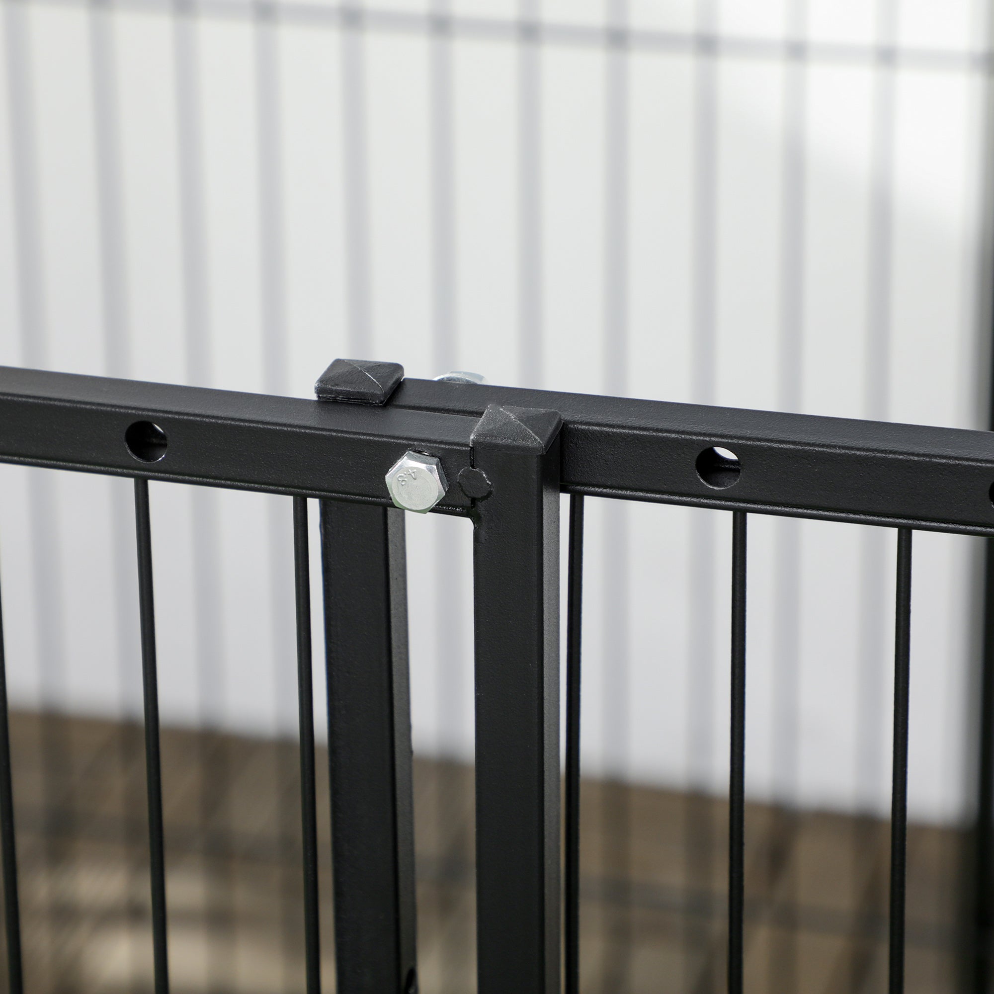 PawHut 6 Panel Dog Playpen Dog Pen Metal Pet Fence for Outside Indoor, Adjustable Width, Heavy Duty Steel Frame, 32.5"-59"W x 24"D x 32''H Black
