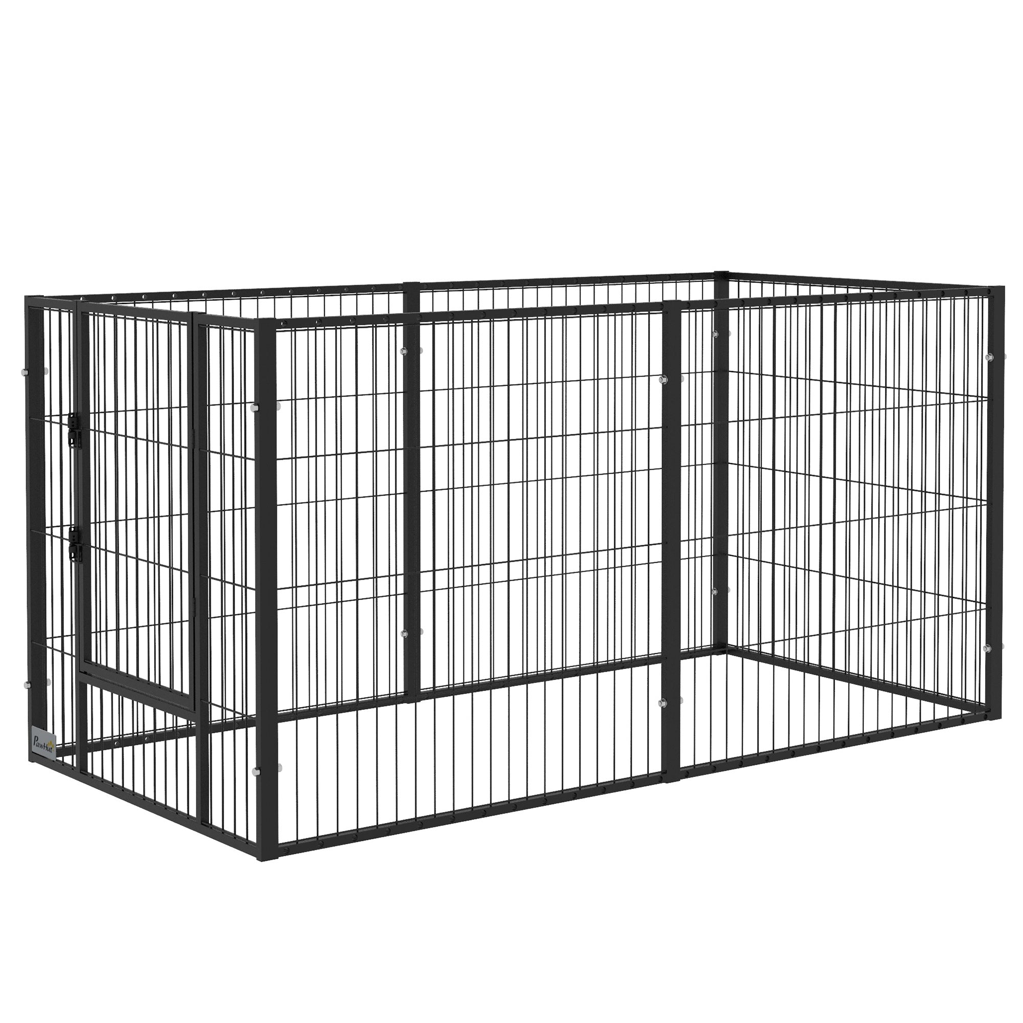 PawHut 6 Panel Dog Playpen Dog Pen Metal Pet Fence for Outside Indoor, Adjustable Width, Heavy Duty Steel Frame, 32.5"-59"W x 24"D x 32''H Black