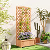 Outsunny 30" x 14" x 67" Raised Garden Bed Wood Planter with Trellis for Vine Climbing, to Grow Vegetables, Herbs, and Flowers for Backyard, Patio, Brown