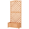 Outsunny 30" x 14" x 67" Raised Garden Bed Wood Planter with Trellis for Vine Climbing, to Grow Vegetables, Herbs, and Flowers for Backyard, Patio, Brown