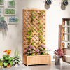 Outsunny 30" x 14" x 67" Raised Garden Bed Wood Planter with Trellis for Vine Climbing, to Grow Vegetables, Herbs, and Flowers for Backyard, Patio, Brown