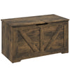 HOMCOM Storage Chest, Storage Trunk with 2 Safety Hinges and U-shaped Cut-out Pull, Wooden Box for Living Room, Entryway, 31.5" x 15.7" x 17.7", Rustic Brown Wood Grain