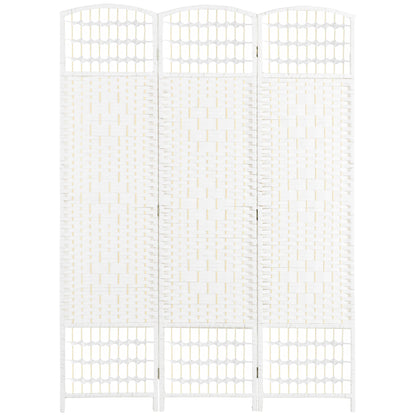 HOMCOM 3 Panel Room Divider, 5.6 ft Tall Folding Privacy Screen, Wave Fiber Freestanding Partition Wall Divider for Home Office, White