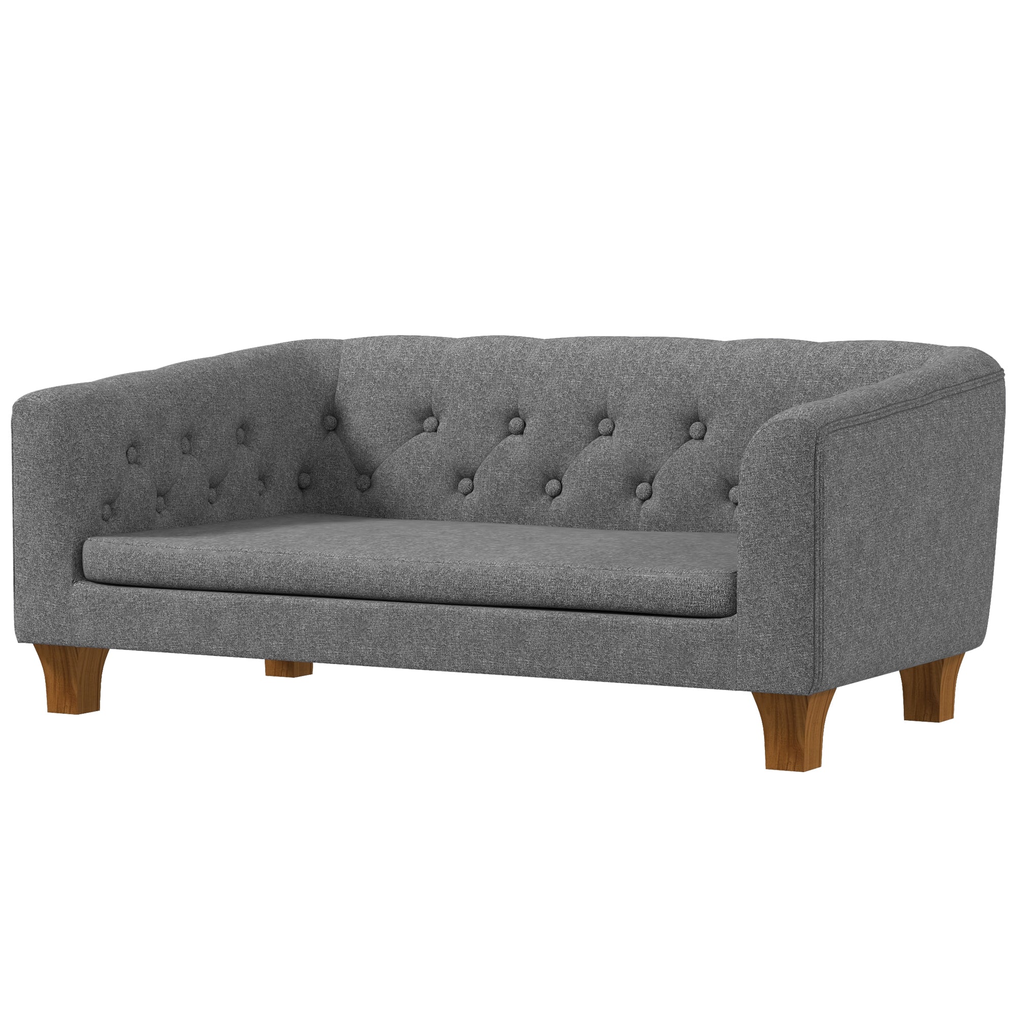 PawHut Raised Dog Sofa, Elevated Pet Couch for Small and Medium Dogs, with Removable Soft Cushion, Anti-Slip Pads, Simple Installation, Gray