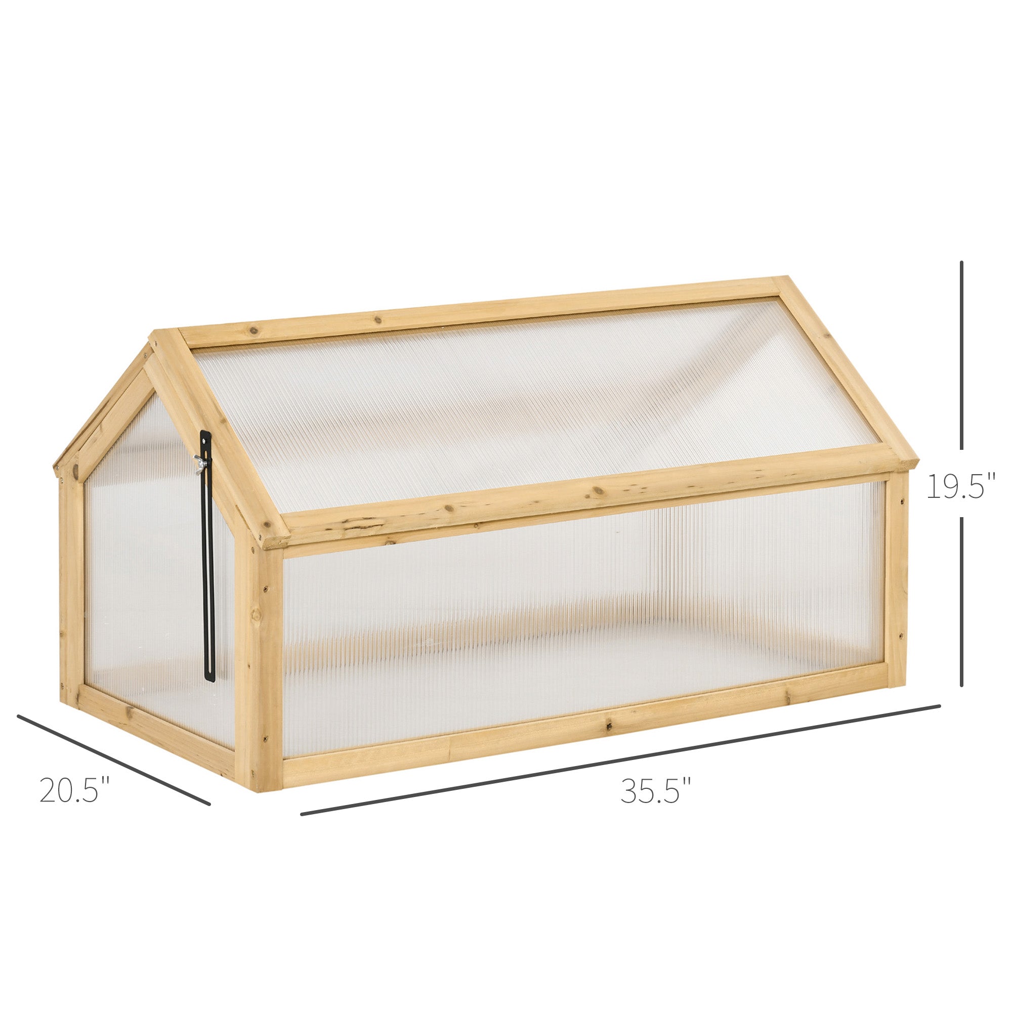 Outsunny Wooden Cold Frame Greenhouse Garden Portable Raised Planter with Openable Top for Indoor, Outdoor, Flowers, Vegetables, Plants, 35.5" x 20.5" x 19.5", Light Brown