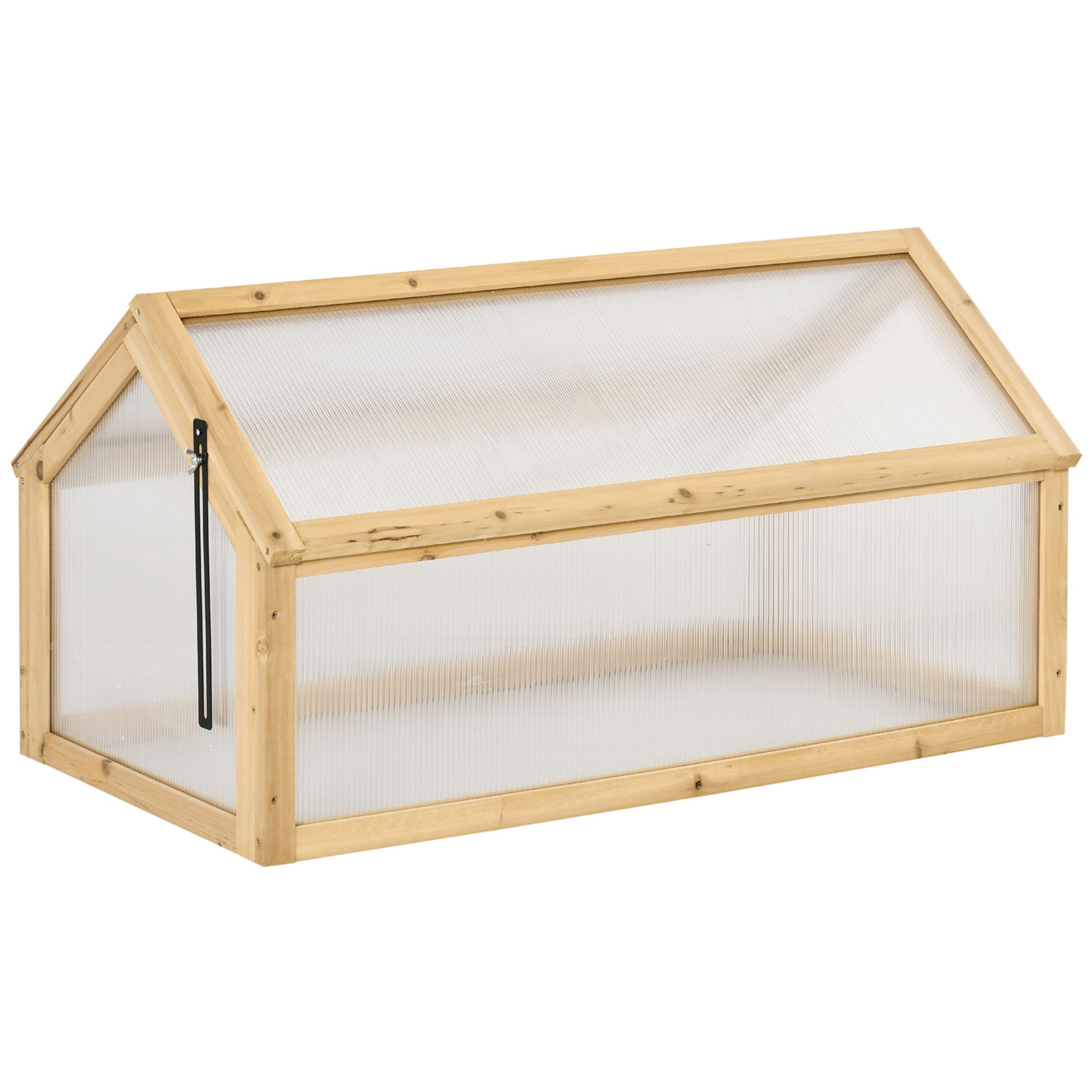 Outsunny Wooden Cold Frame Greenhouse Garden Portable Raised Planter with Openable Top for Indoor, Outdoor, Flowers, Vegetables, Plants, 35.5