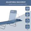 Outsunny Outdoor Lounge Chair, Portable Adjustable Reclining Seat Folding Chaise Lounge Patio Camping Beach Tanning Chair Bed with Pillow, Dark Blue