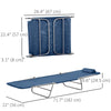 Outsunny Outdoor Lounge Chair, Portable Adjustable Reclining Seat Folding Chaise Lounge Patio Camping Beach Tanning Chair Bed with Pillow, Dark Blue