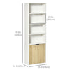 HOMCOM 4-Tier Bookcase, Tall Storage Bookshelf with Double Door Cabinet, Modern Display Shelves for Home Office, Living Room, Bathroom, Study, Oak